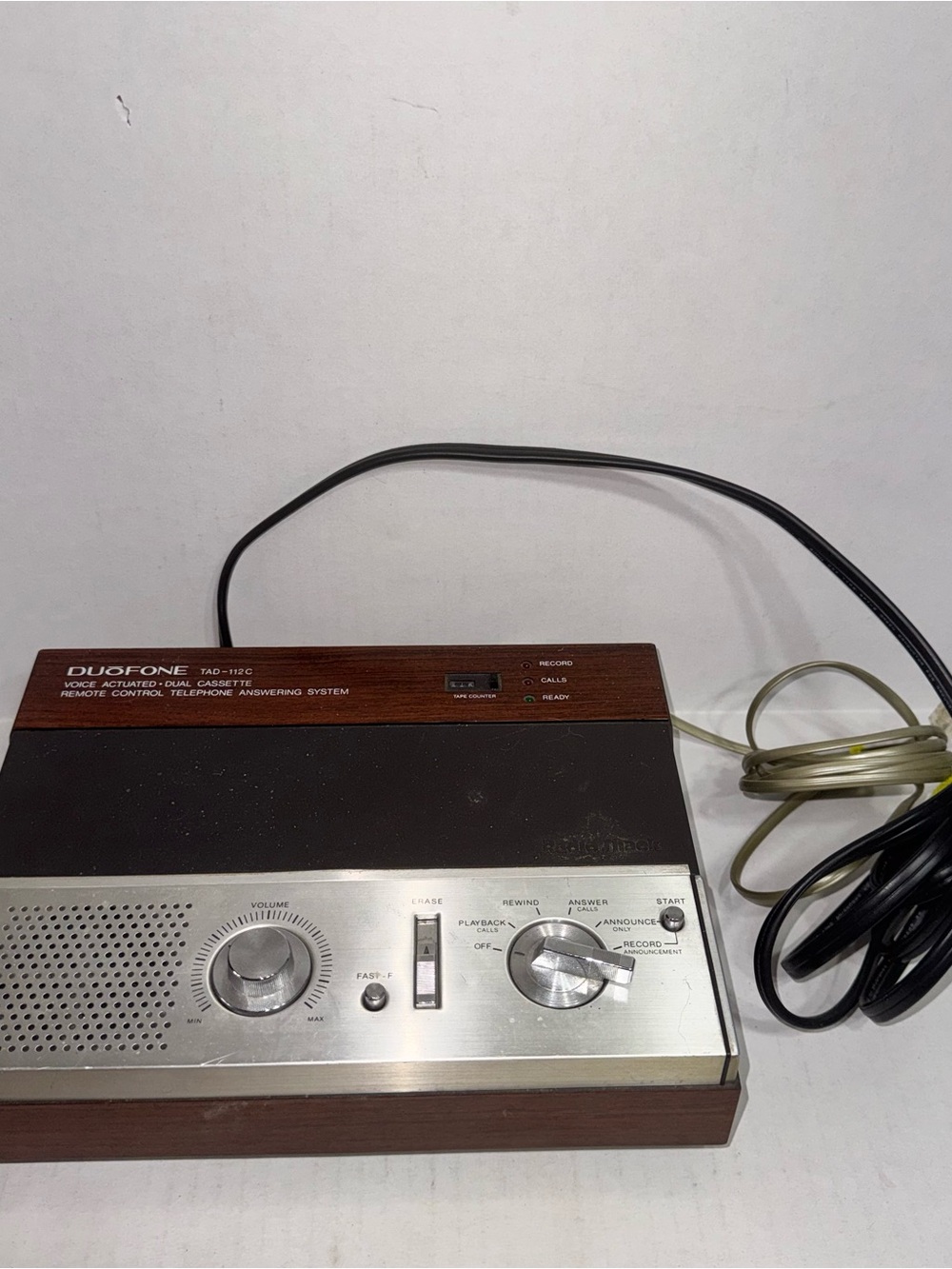 Vintage Radio Shack Duofone TAD-112C Dual Cassette Answering Machine 1980s Prop